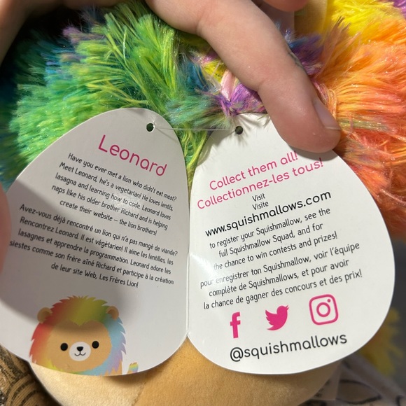 NWT Squishmallow Leonard the Lion Valentines Edition 8” Plush - Picture 3 of 3